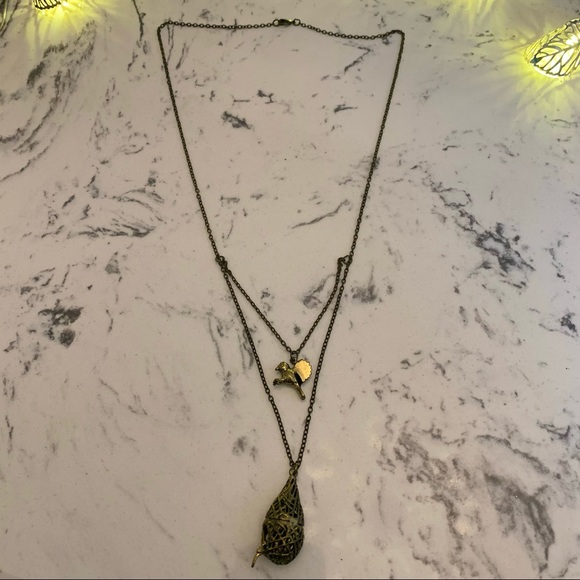 🐦 Baya Nest Necklace in Antique Gold Finish - Picture 3 of 7